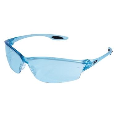 MCR Safety Law LW2 Series Safety Glasses, Light Blue Lens, TPR Nose Piece and Temple Inserts, Light Blue Frame (12 PR / PK)