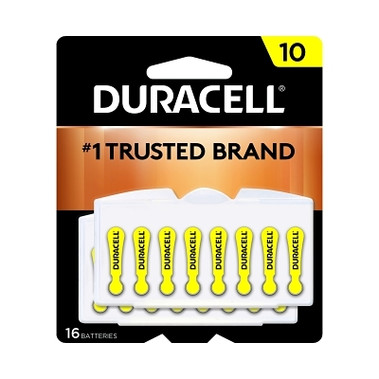 Duracell Button Cell Battery, Hearing Aid, #10, 16PK (384 EA / CA)