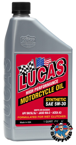 Lucas Oil Synthetic SAE 5W-30 Motorcycle Oil, 1 Quart (6 BTL / CS)