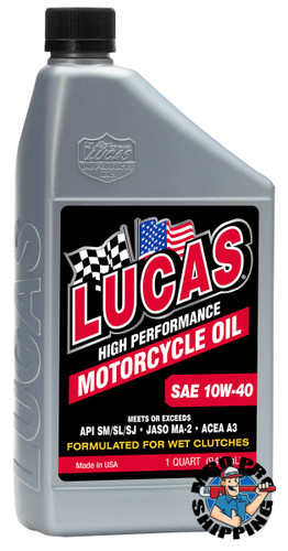 Lucas Oil SAE 10W-40 Motorcycle Oil, 1 Quart (6 BTL / CS)