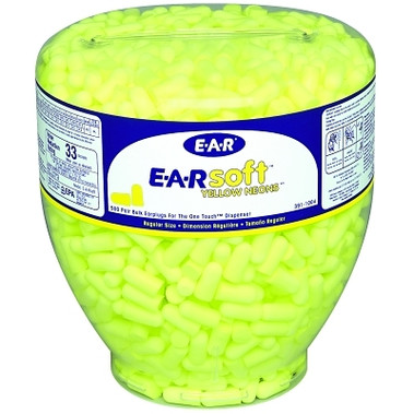 3M Personal Safety Division E-A-R One Touch Earplug Dispensers, Polyurethane, Yellow, Uncorded (500 PR / BO)