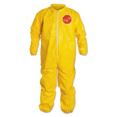 DuPont Tychem 2000 Coverall, Serged Seams, Collar, Elastic Wrists and Ankles, Zipper Front, Storm Flap, Yellow, 2X-Large (12 EA / CS)