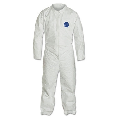 DuPont Tyvek 400 Coverall, Serged Seams, Collar, Elastic Waist, Open Wrists/Ankles, Front Zipper, Storm Flap, White, 5X-Large (25 EA / CA)