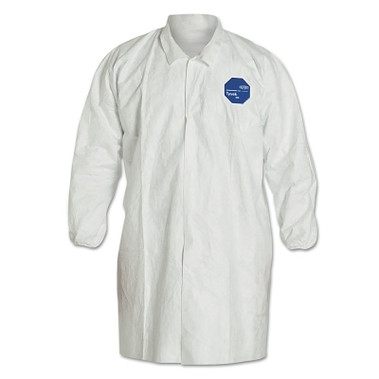 DuPont Tyvek Lab Coats No Pockets Knee Length, Large, White (30 EA / CA)