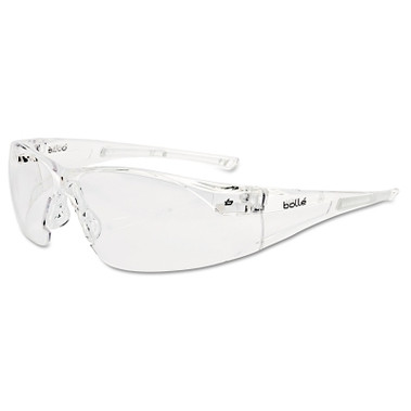 Bolle Rush Series Safety Glasses, Clear Lens, Anti-Fog, Anti-Scratch, Clear Frame, TPR (1 PR / PR)