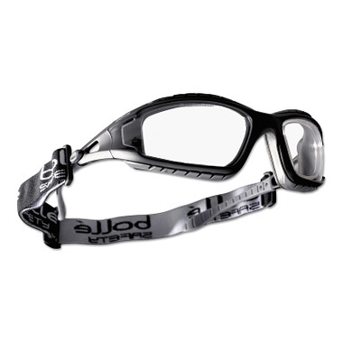 Bolle Safety Tracker Series Safety Glasses, Clear Lens, Clear, Black Frame, Foam, Rubber (1 PR / PR)