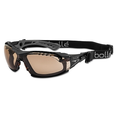 Bolle Safety Rush+ Series Safety Glasses, Twilight Lens, Anti-Fog, Anti-Scratch, Polycarbonate, Black Frame (10 EA / BX)