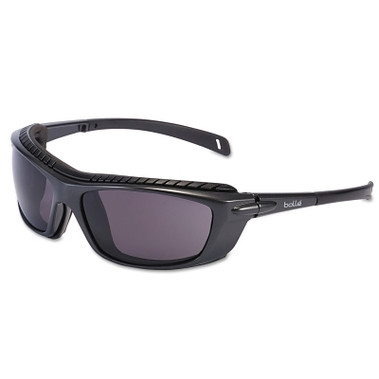 Bolle Safety Baxter Series Safety Glasses, Smoke Lens, Platinum Anti-Fog, Anti-Scratch, Black/Blue Frame (10 PR / BX)