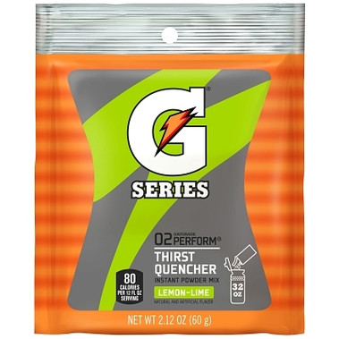 Gatorade G Series 02 Perform Thirst Quencher Instant Powder, 2.12 oz, Pouch, 32 oz Yield, Lemon-Lime (144 EA / CA)