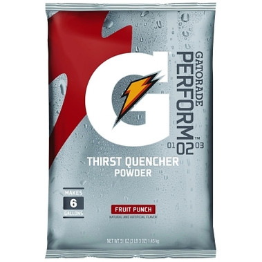 Gatorade G Series 02 Perform Thirst Quencher Instant Powder, 51 oz, Pouch, 6 gal Yield, Fruit Punch (14 EA / CA)