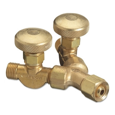 Western Enterprises Valved Y Connection, 200 psig, Brass, B-Size (F) Inlet to B-Size (M) Outlet, CGA-023, Acetylene/Fuel Gases, LH (1 EA / EA)
