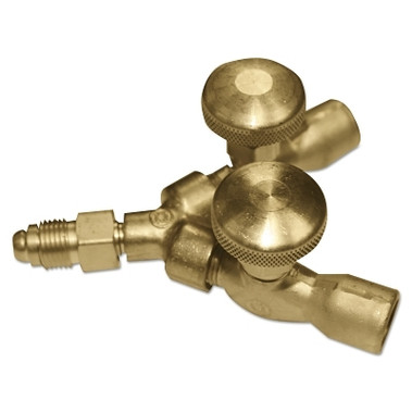 Western Enterprises Valved Y Connection, 200 psig, Brass, 5/8 in-18 (M) Inlet to 5/8 in-18 (F) Outlet, CGA-032, Inert Gas, RH (1 EA / EA)