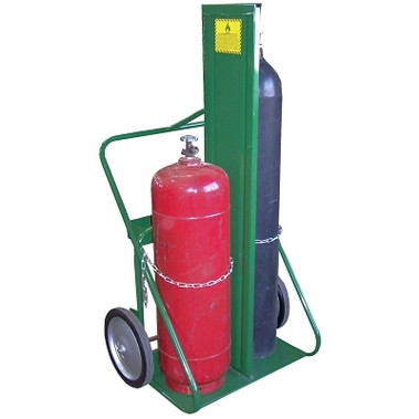 Saf-T-Cart 150 Series Cart, Holds 2 Cylinders,  9-1/2 in to 12-1/2 in dia, 14 in Semi-Pneumatic Wheels, with Firewall (1 EA / EA)