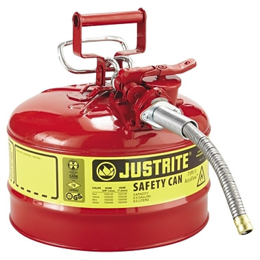 Justrite Type II AccuFlow Safety Can,  2-1/2 gal, Red, Hose (1 EA / EA)