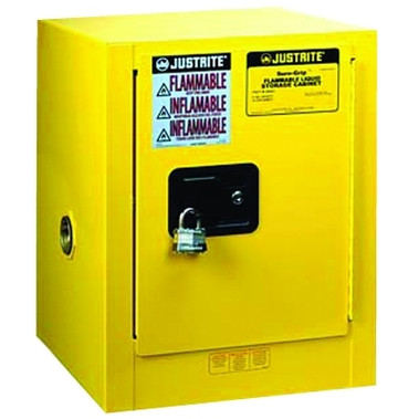 Justrite Yellow Countertop & Compact Cabinet, Manual-Closing, 4 Gallon (1 EA / EA)