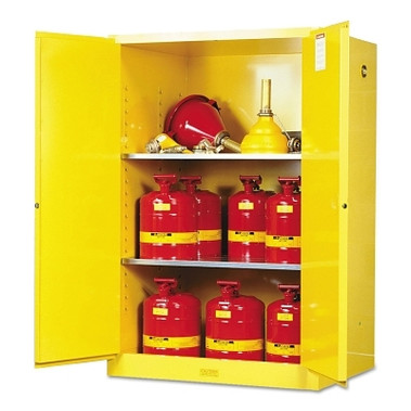 Justrite Yellow Safety Cabinet for Flammables, Manual-Closing, 90 Gallon (1 EA / EA)