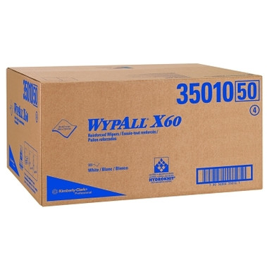 Kimberly-Clark Professional WypAll X60 Professional Towels, White, 20 in W x 43.7 in L, Flat Sheet, 100 Sheets per Pack/3 Packs per Box (3 PK / CA)