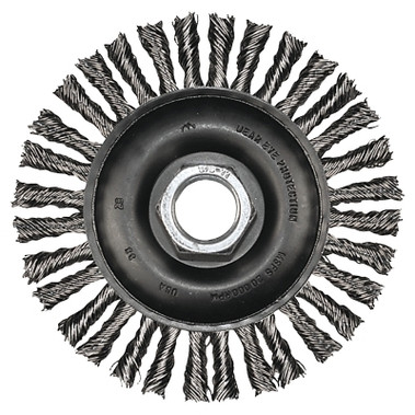 Advance Brush Stringer Bead Twist Knot Wheel, 4 dia x 3/16 W, .02 Carbon Steel, 5/8 in to 11 Arbor (1 EA / EA)