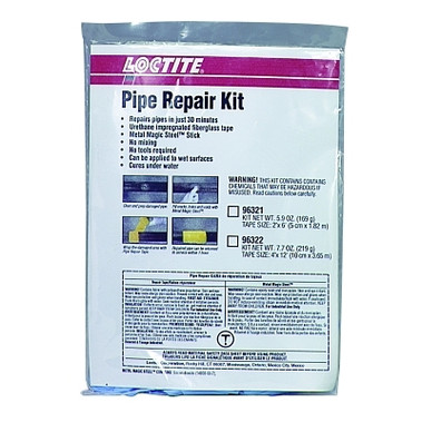 Loctite Pipe Repair Kit, 6 ft X 2 in Metallic Black Tape, Epoxy Stick , Gloves (1 KIT / KIT)