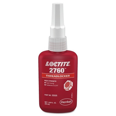 Loctite 2760 Threadlocker, Primerless High Strength, 50 mL, Up to 3/4 in Thread, Red (1 BTL / BTL)