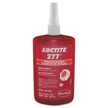 Loctite 277 High-Strength Threadlocker, 250 mL, 7/8 in dia or Smaller, Red (1 BO / BO)