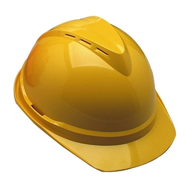 MSA V-Gard 500 Protective Caps and Hats, 4 Point Fas-Trac, Vented Cap, Yellow (1 EA / EA)