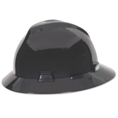 MSA V-Gard Protective Hats, Fas-Trac Ratchet Suspension, 6 1/2 - 8, Black (1 EA / EA)