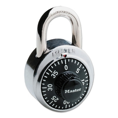 Master Lock No. 1500 Combination Padlock, 9/32 in Diameter, 3/4 in L x 13/16 in W, Silver/Black (12 EA / BOX)