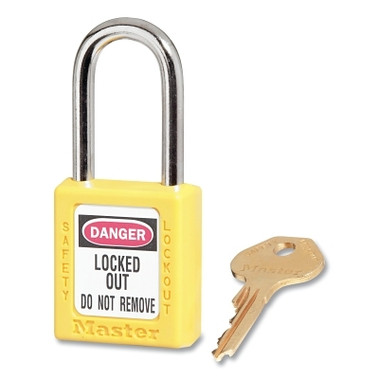 Master Lock Zenex Thermoplastic Safety Lockout Padlock, 410, 1-1/2 W x 1-3/4 H Body, 1-1/2 in H Shackle, KD, Yellow (6 EA / BX)