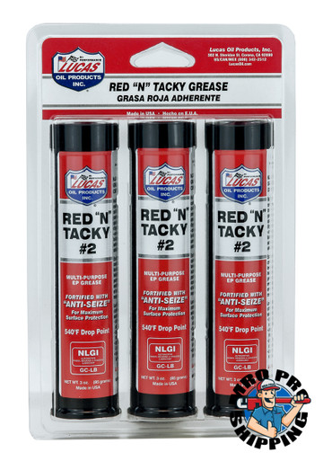 Lucas Oil Red N Tacky Grease 3 Pack, 3 fl oz. Cartridge (10