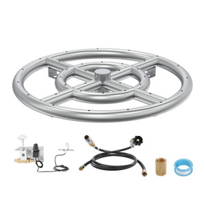 Round Drop-in Fire Pit Pan 12 inch, Stainless Steel Fire Pit Burner Kit, Natural & Propane Gas Fire Pan with 92,000 BTU for Indoor or Outdoor Use Round Drop-in Fire Pit Pan 12 inch, Stainless Steel Fire Pit Burner Kit, Natural & Propane Gas Fire Pan with 92,000 BTU for Indoor or Outdoor Use