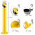 Safety Bollard Post 36/42 inch Height Safety Bollard, 3/3.5 inch Diameter Powder Coated Steel Bollard Post, Industrial Yellow Bolt Down Bollards with Anchor Bolts, Parking Post