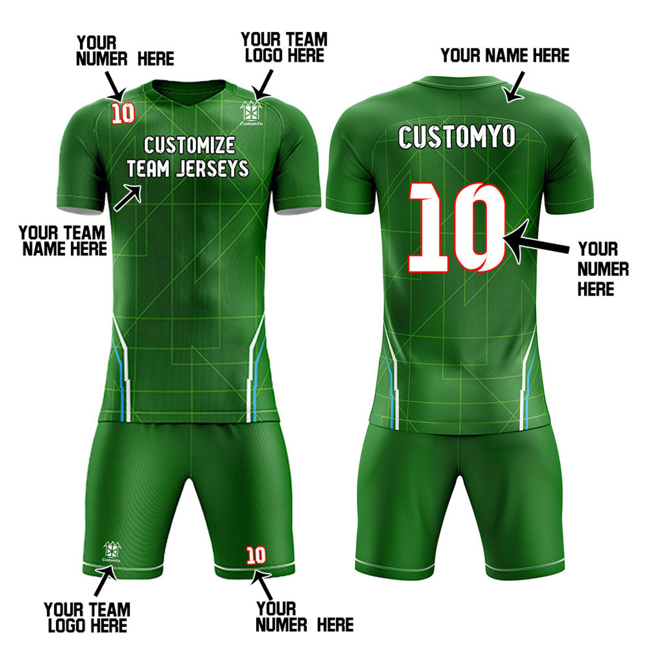 Custom Soccer Team Jerseys kits Full Sublimated Team name Player Names ...