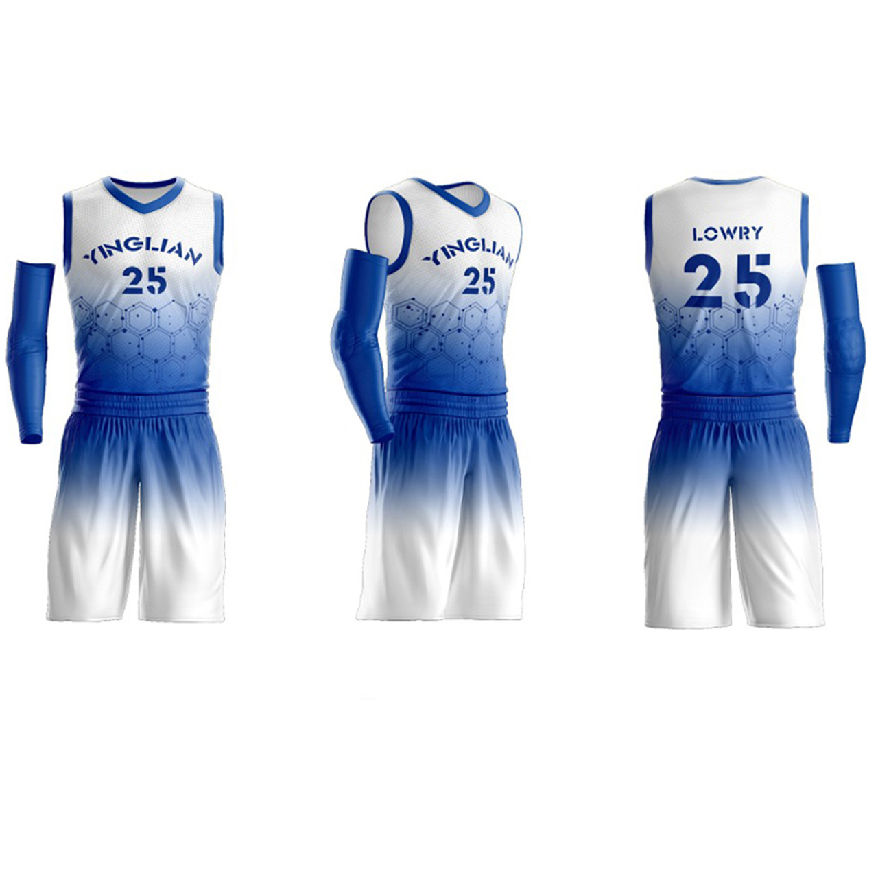 inkjet pattern basketball jersey blue and white basketball uniform