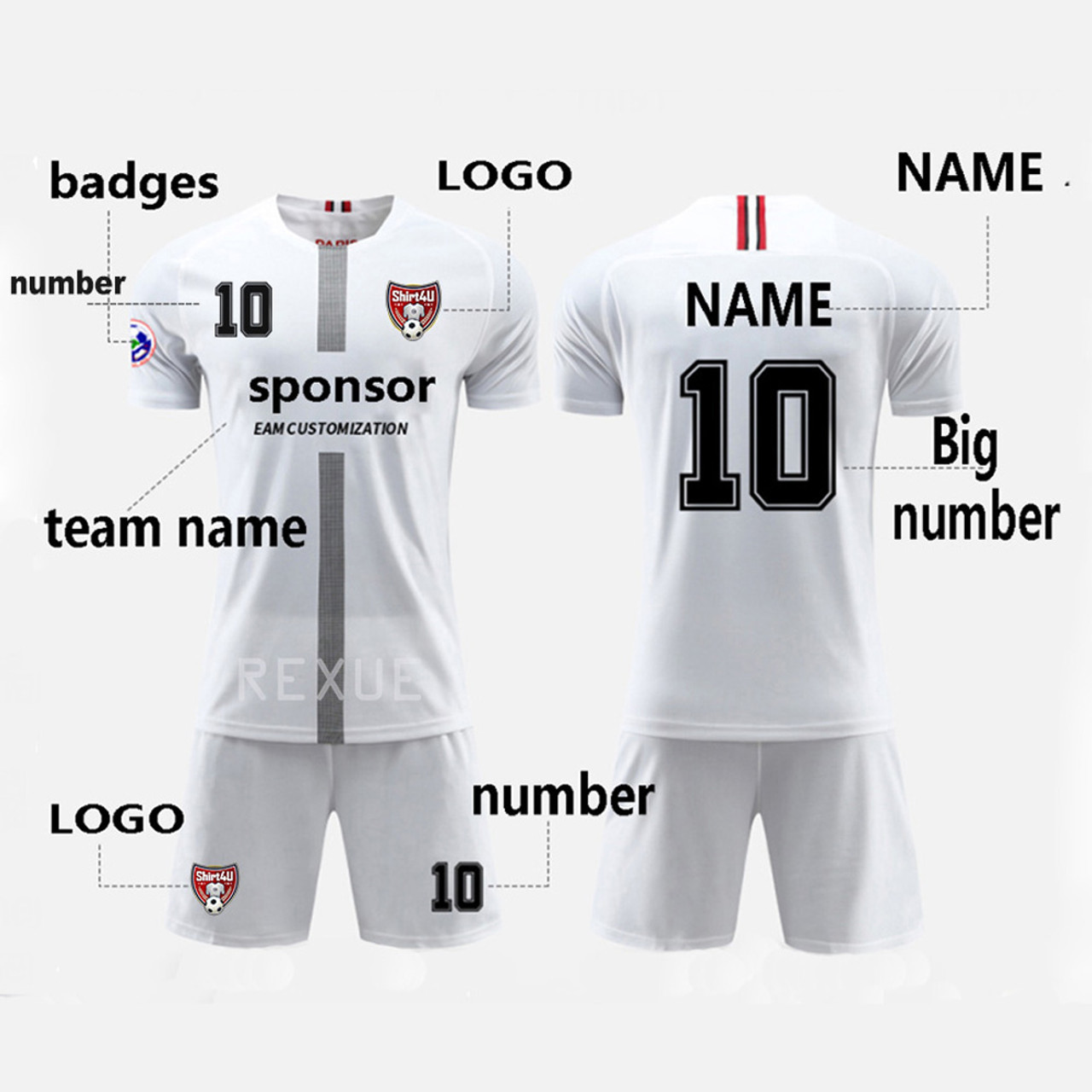Custom Soccer Uniform Jersey White Black-Orange Sublimation