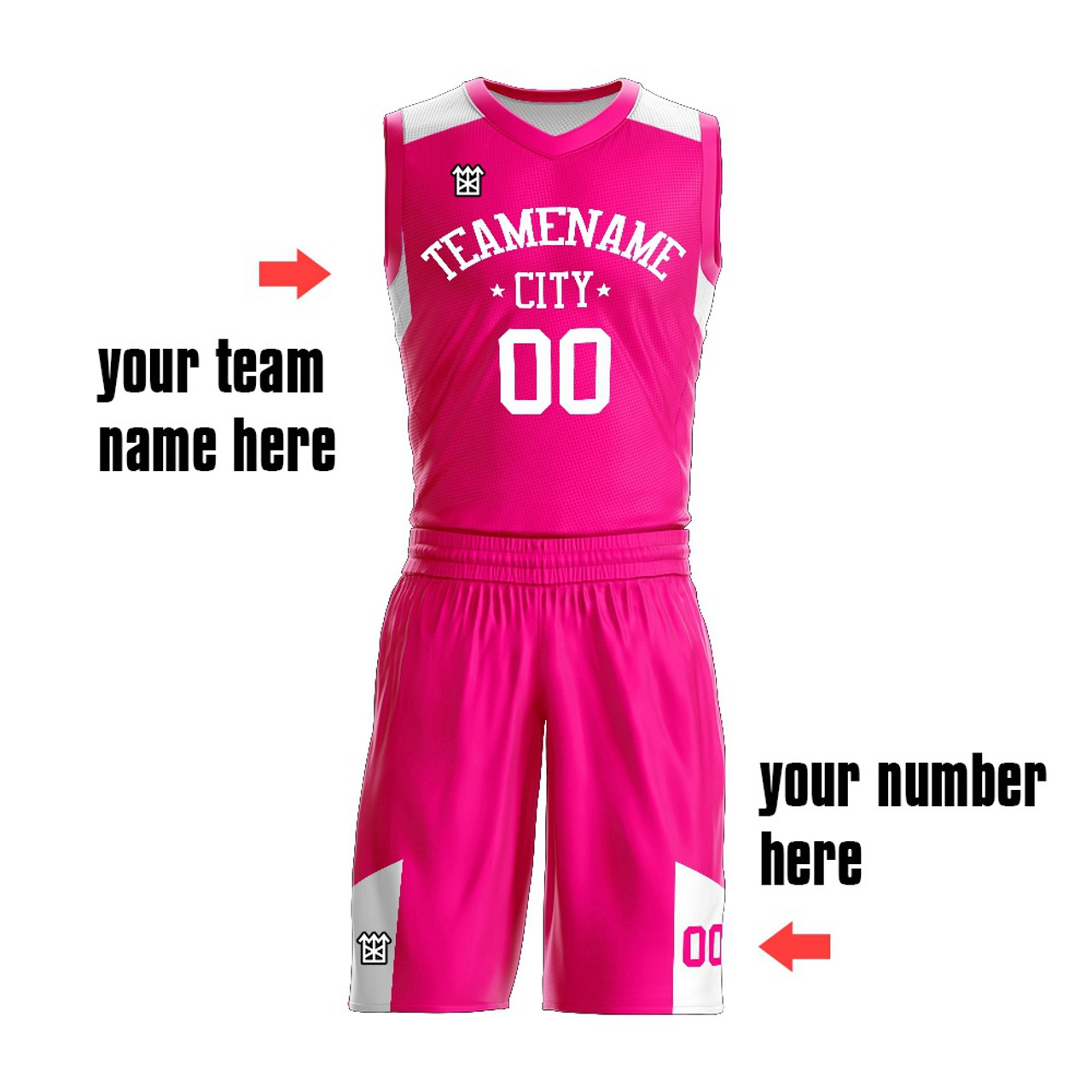 Custom Women Basketball Uniform Sublimation Printing Blank Pink Lady ...