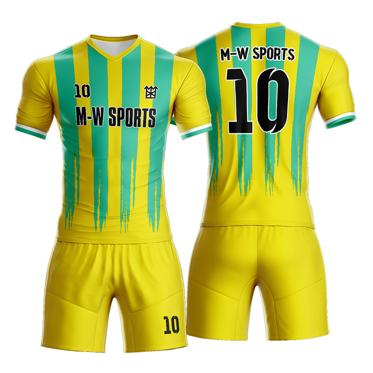 Full Sublimation Sports Uniform Kit Blue & Yellow 3 Piece Set