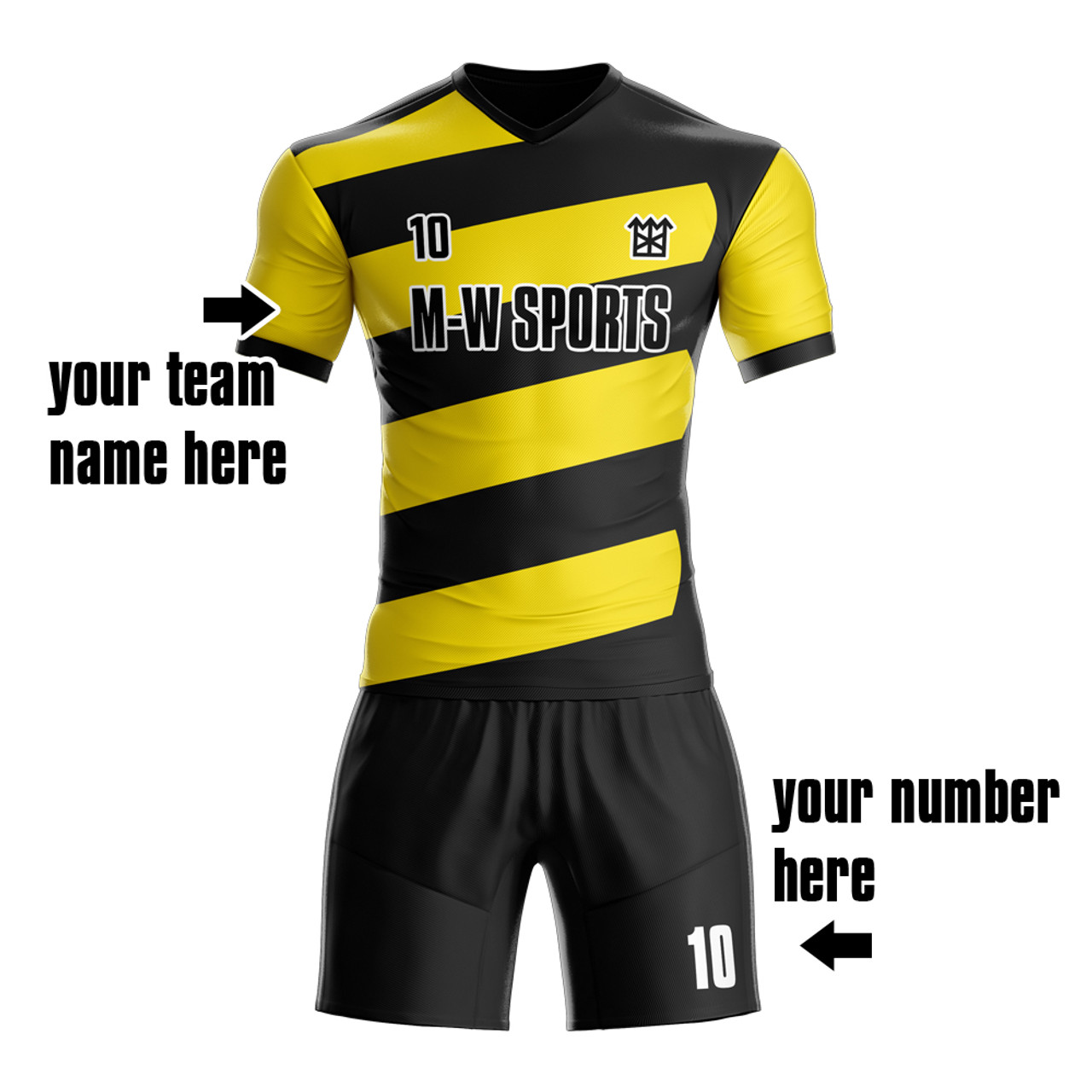 Source Best quality black yellow big and tall custom football kits striped  no brand soccer jersey on m.