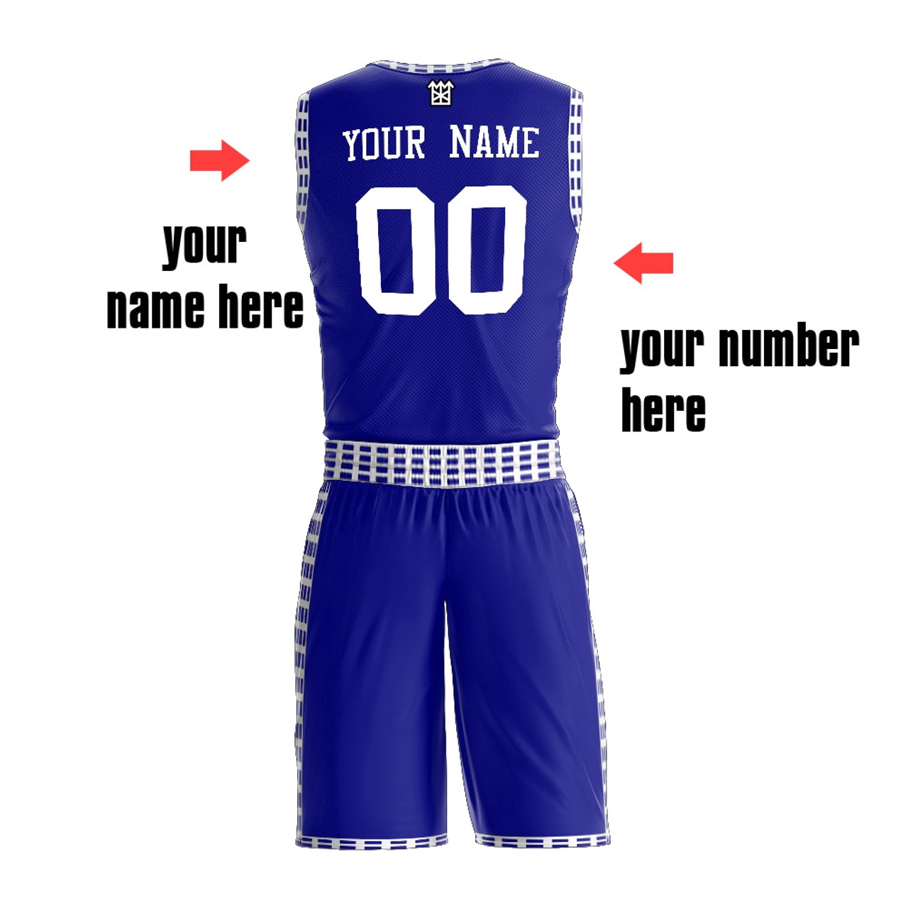 100% Polyester Basketball Vest And Shorts Color Royal Blue And White Custom  Design Reversible Basketball