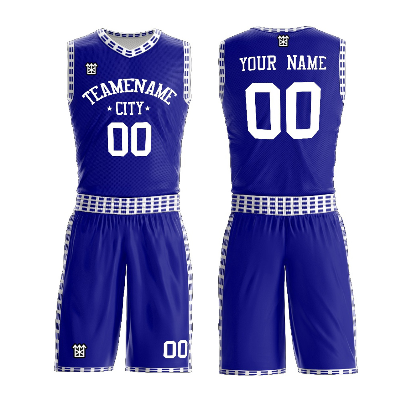 100% Polyester Basketball Vest And Shorts Color Royal Blue And