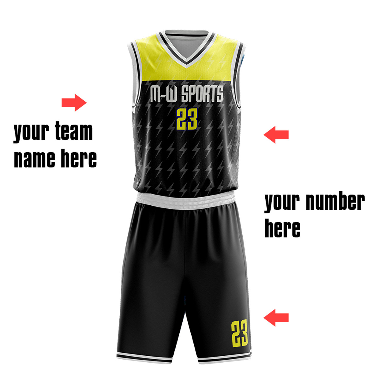 High Quality Sublimation Two Tone Customized Lightning Pattern Personalized  Basketball Uniform Team Clothing Shirts And Shorts