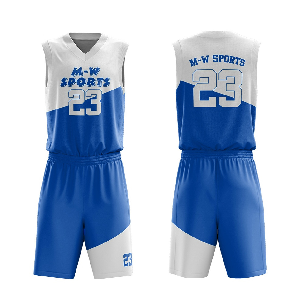Blue Geometric Sublimation Basketball Jerseys and Shorts