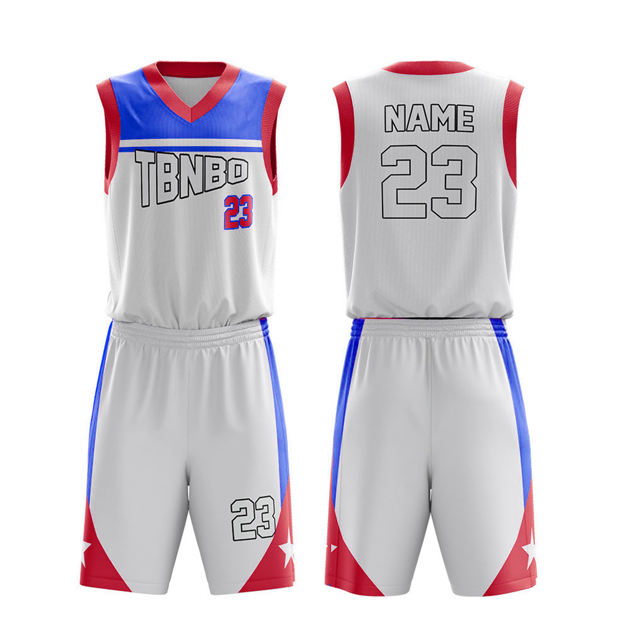 Color Combination Basketball Jersey Sublimated Red and Blue Basketball  Jersey Uniform Customizing