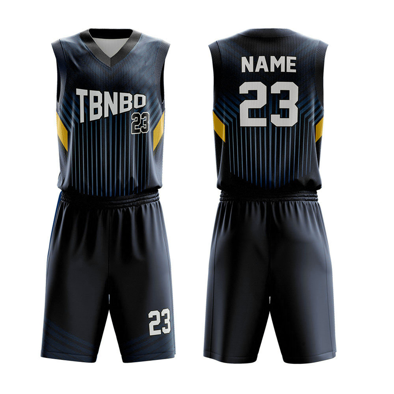 Custom Your Own Team Basketball Uniforms Color Royal Blue And Black  Reversible Basketball Jersey Set