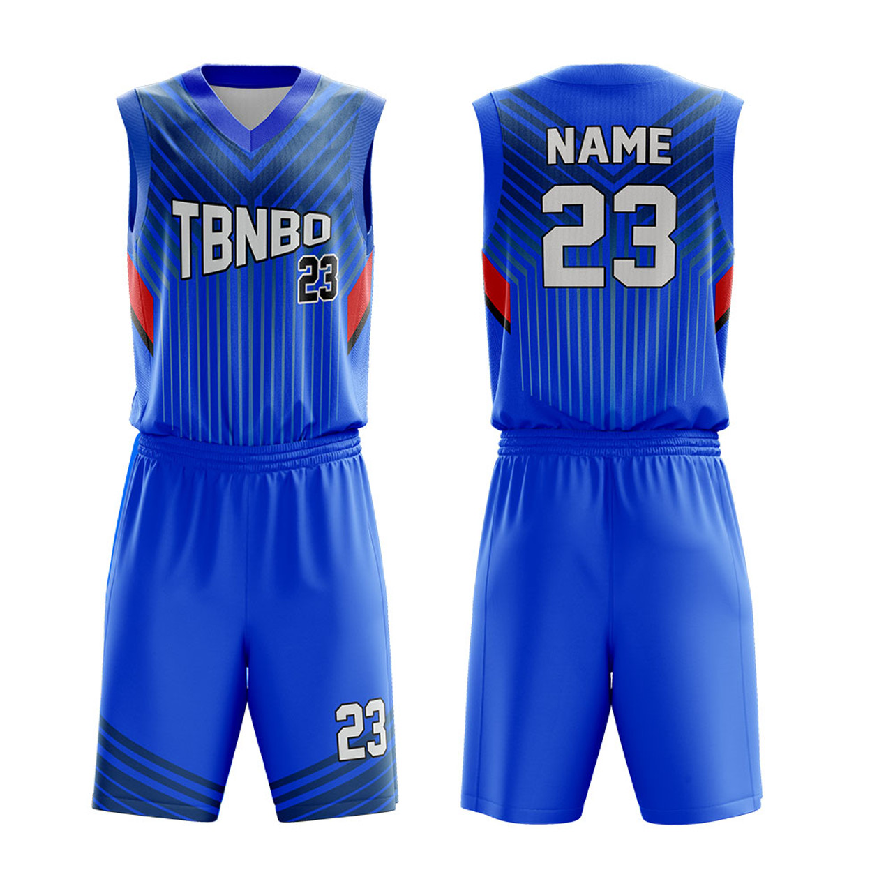Custom Your Own Team Basketball Uniforms Color Royal Blue And Black  Reversible Basketball Jersey Set