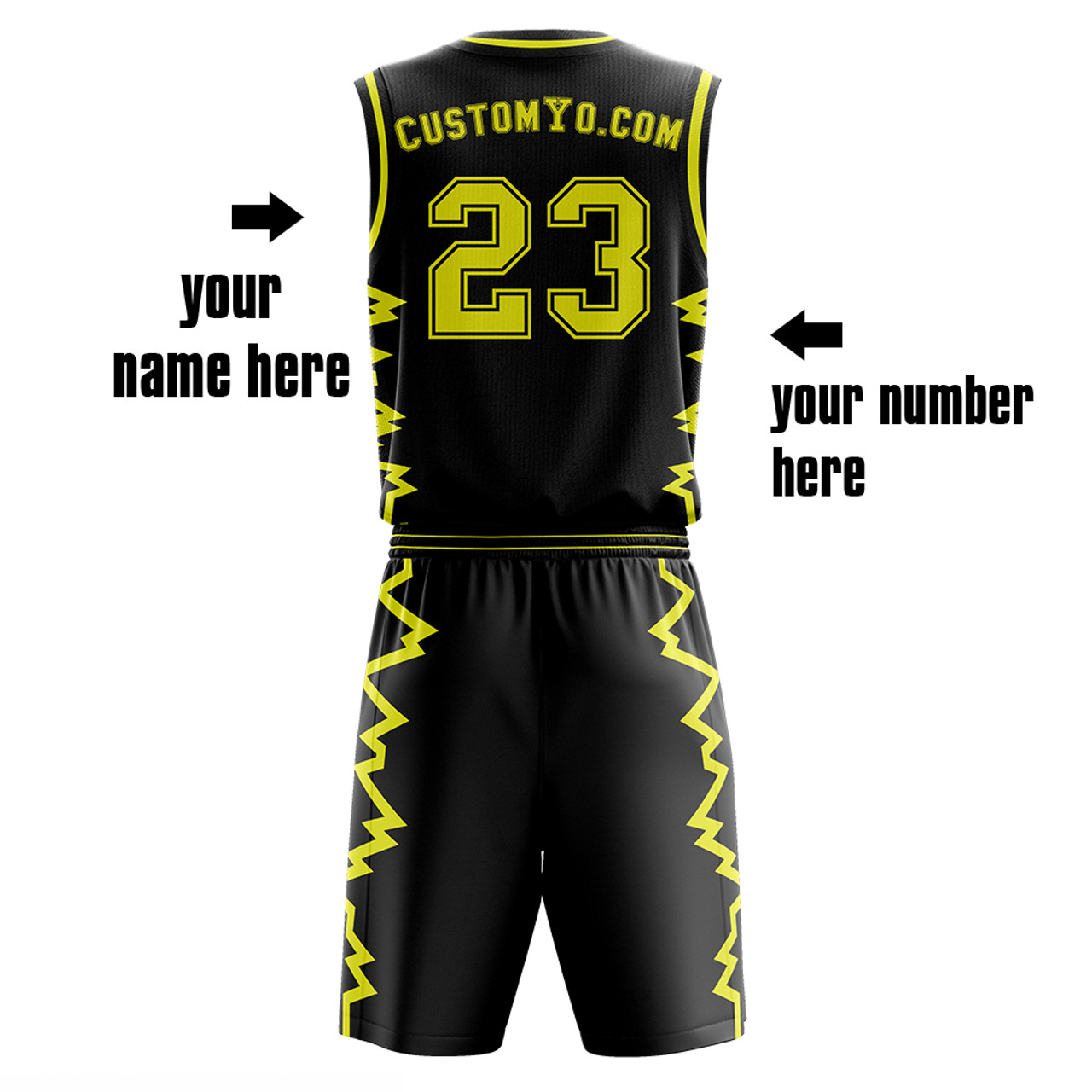 Gold Black Personalized Basketball Jerseys and Shorts | YoungSpeeds Mens