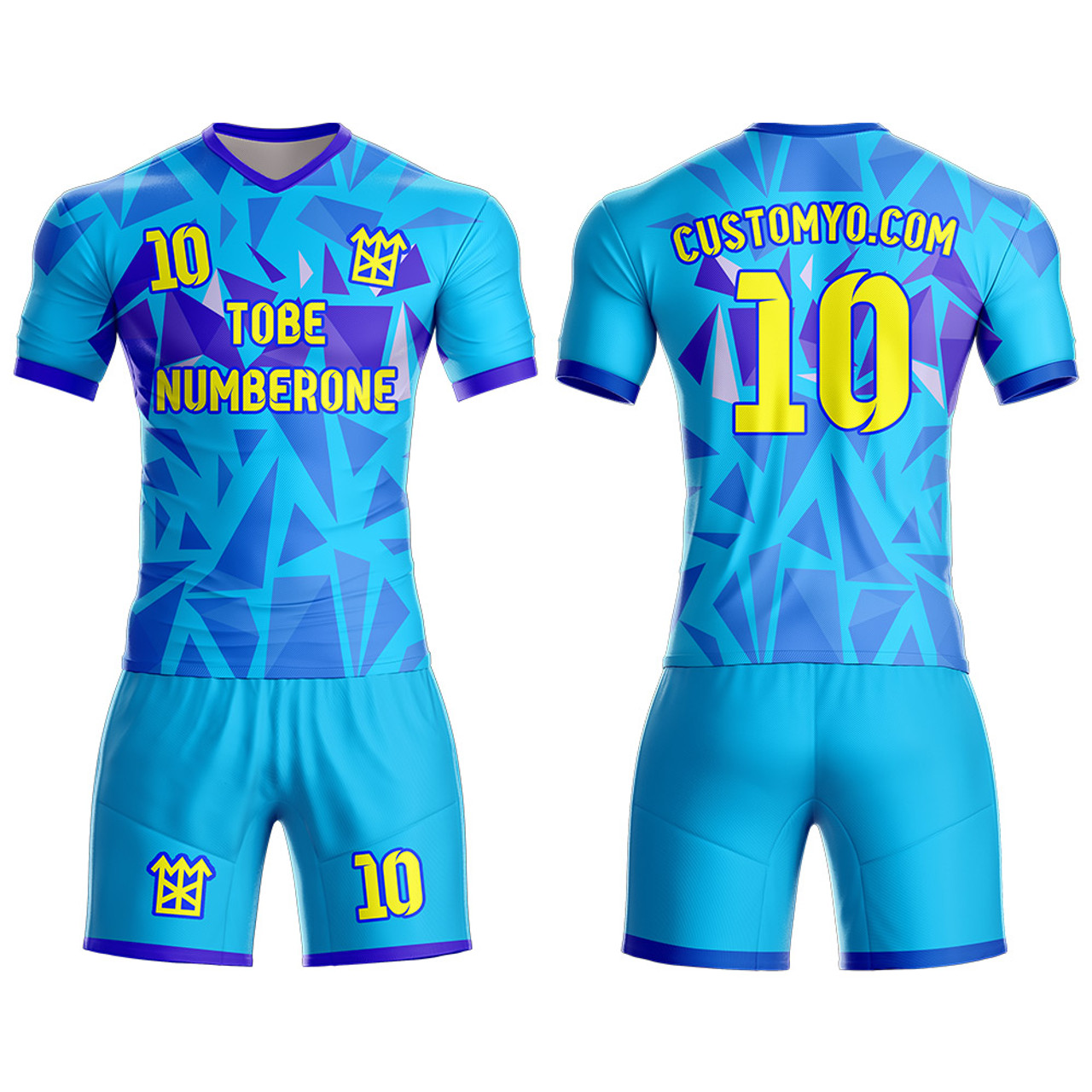 Wholesale Blue yellow design football jersey color changing sublimation  custom logo soccer kits From m.