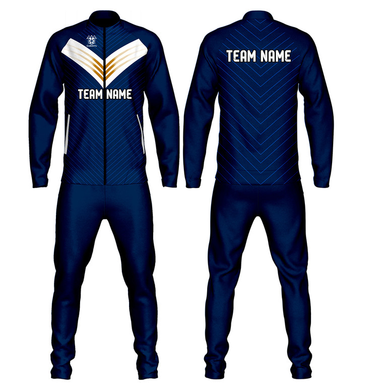 Design Your Own Tracksuit Custom Clothing Top And Bottom  Sets Mens White Tracksuit With Blue Stripe 7