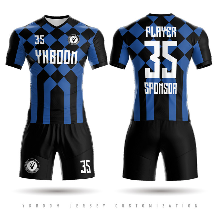 Custom Full Sublimation Soccer Team Uniform, 22/23 new design football jerseys blur/black
