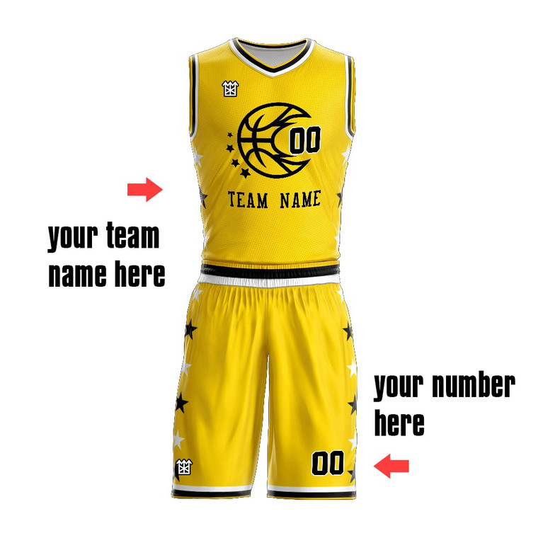 Basketball Jersey Uniform Design Color Yellow New Style Customized Name ...